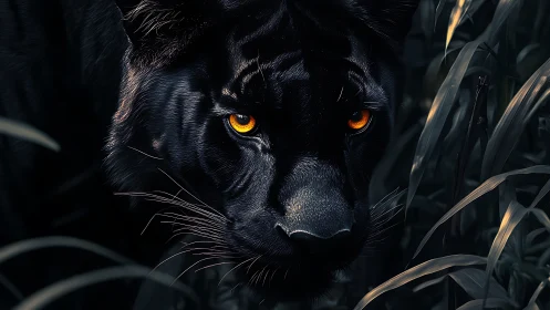 Black Panther Portrait with Amber Eyes.