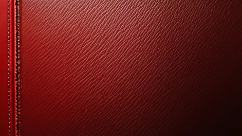 Textured crimson leather surface with stitched border detail.