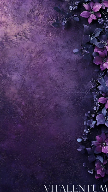 Purple Blossom Dance: Floral Elegance on Textured Canvas