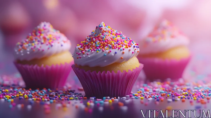 Pastel Frosted Cupcakes with Rainbow Sprinkles
