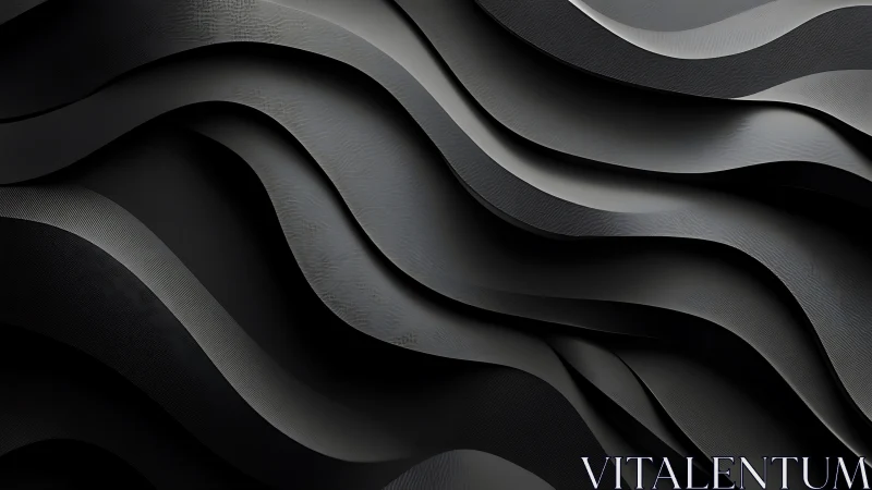 Layered black waves form abstract flowing 3D surface