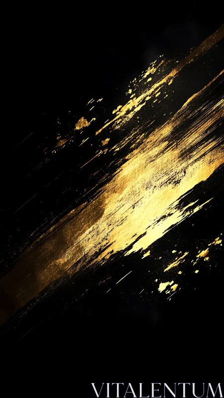 Diagonal gold paint streak on black textured background.