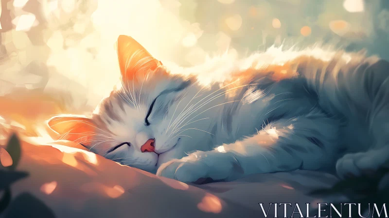 Sunlit feline portrait renders tranquil afternoon sleep