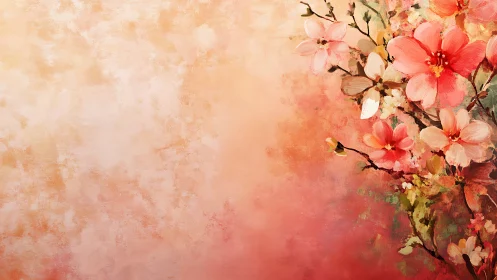 Soft Coral Blooms Dance Across a Dreamy Watercolor Sky