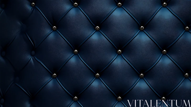 Deep navy tufted leather upholstery with metallic studs.