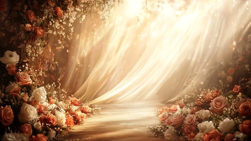 Dreamy Floral Runway with Golden Light