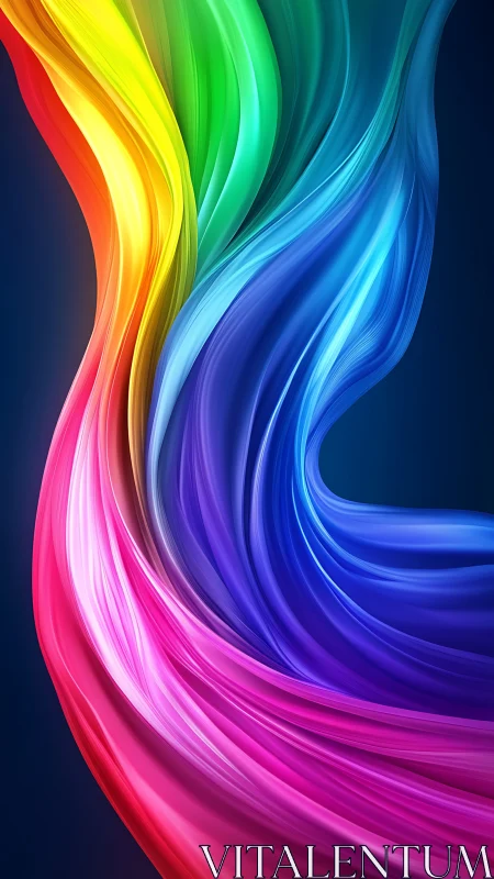 Curved multicolor light ribbons on dark gradient background.