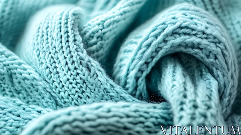 Turquoise Cable Knit Texture in Soft Focus.