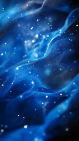 Blue luminous waves form flowing nebula like abstract field