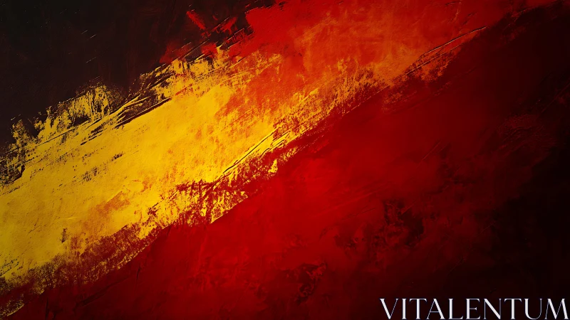 Bold Abstract Painting with Red, Yellow, and Black Brush Strokes.