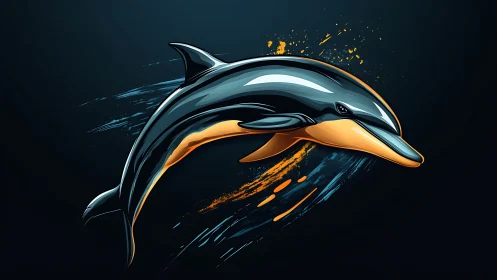 Hydrodynamic dolphin vector rendered with neon edge lighting.