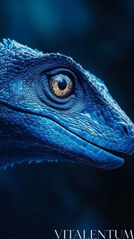Electric blue reptile profile captures intense golden gaze.