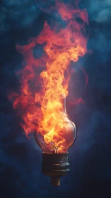 Incandescent Bulb Engulfed in Explosive Flame Burst
