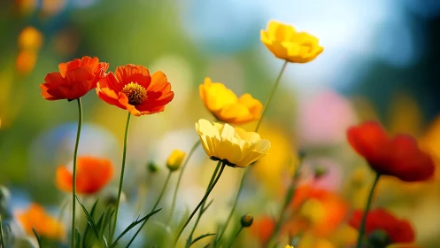 Vibrant Spring Wildflowers in Soft Focus Bloom.