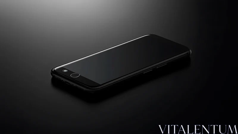 Black smartphone positioned at 45-degree angle on dark surface