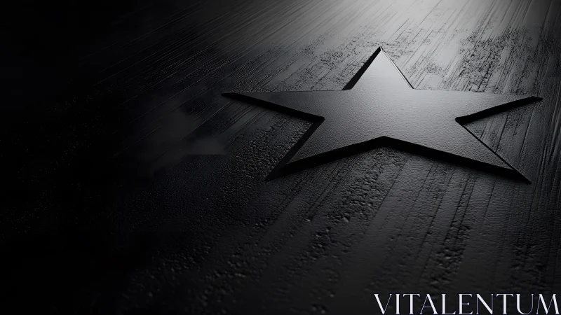 Black star on textured dark surface, dramatic minimalist style.