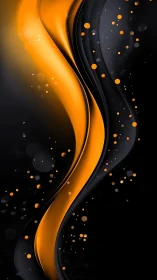 Luminous orange ribbons curve through glossy black void