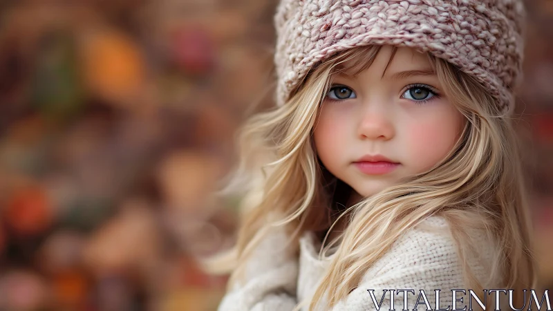 Young dreamer gazes pensively through muted autumn hues and wool