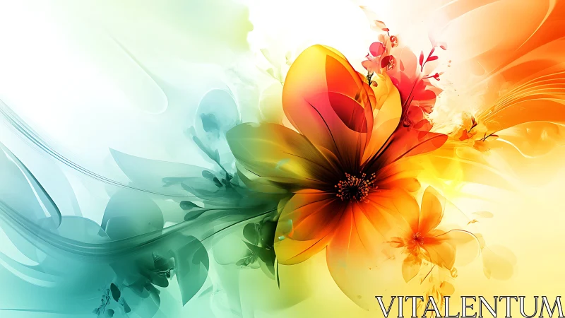 Chromatic Floral Bloom: Vector Gradient Composition with Multi-Layered Flower Elements.
