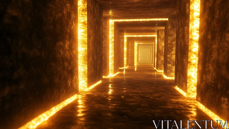 Glowing golden tunnel of light guiding you forward gently.