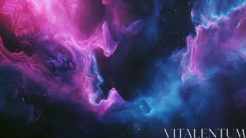 Nebula cloudscape with glowing magenta and cyan waves.