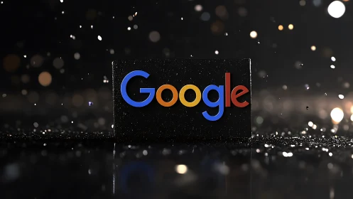Colorful Google logo glowing in a soft, sparkling night scene.