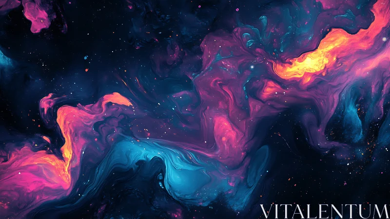 Cosmic color rivers swirling through a dreamy night sky.