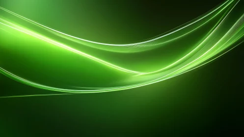 Vibrant green abstract wave background with glowing light effect.
