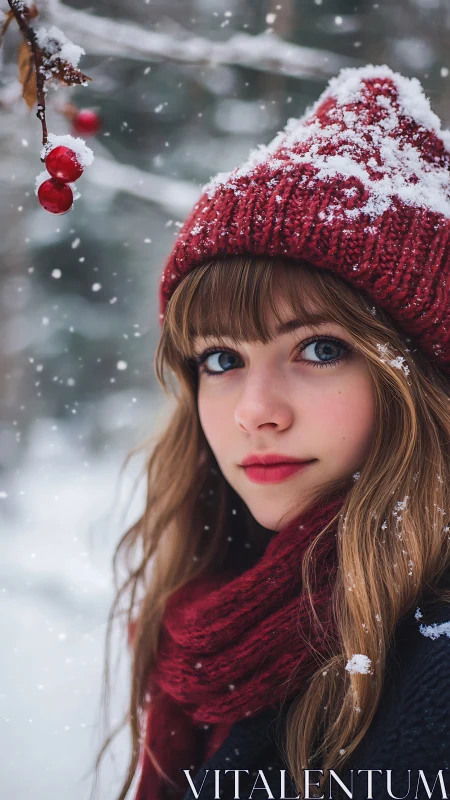Winter portrait isolates subject with shallow depth of field