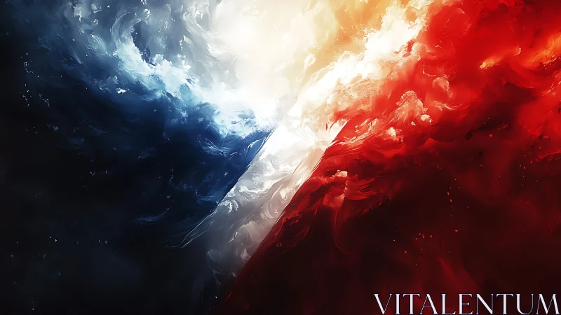 Color storms collide as crimson and cobalt split the sky