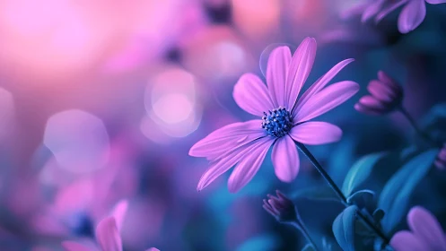 Cosmic Daisy Dances Through Twilight's Velvet Dreamscape