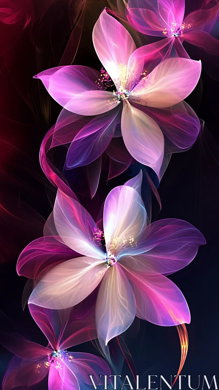 Luminous Petal Whispers in a Dreamlike Night Bloom.
