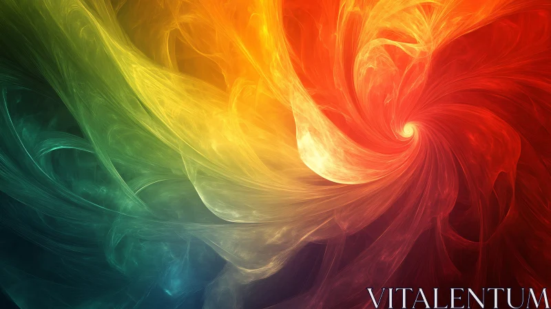 Radiant multicolor energy vortex twists across dark space