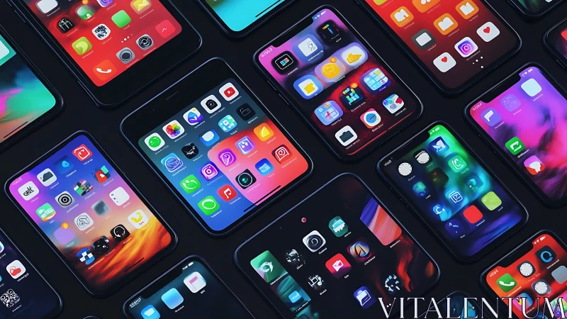 Digital Tapestry: Smartphones Glow with Neon Dreams