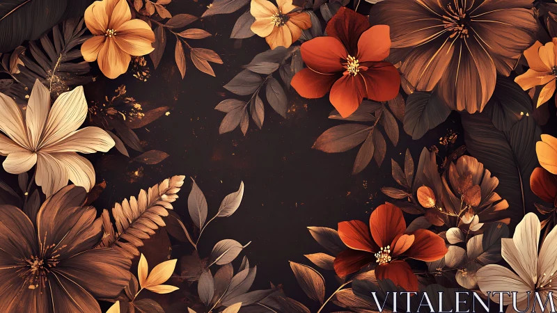 Warm-Toned Floral Composition on Dark Ground.