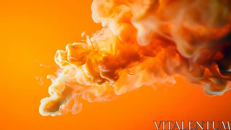 Photorealistic orange ink cloud with high-key gradient field.
