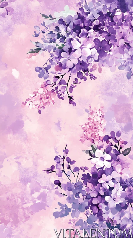Layered Floral Abstraction: Purple Botanical Composition.