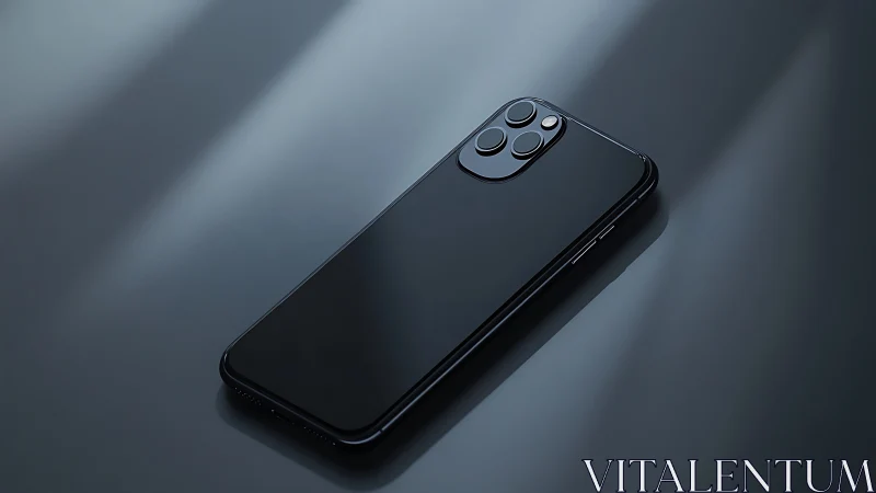 Modern Black Smartphone with Quad Camera Setup.