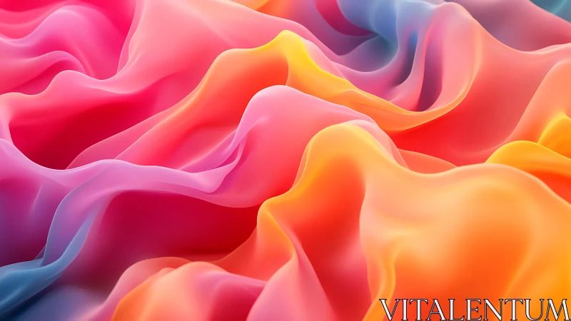 Colorful fluid fabric waves form smooth abstract landscape