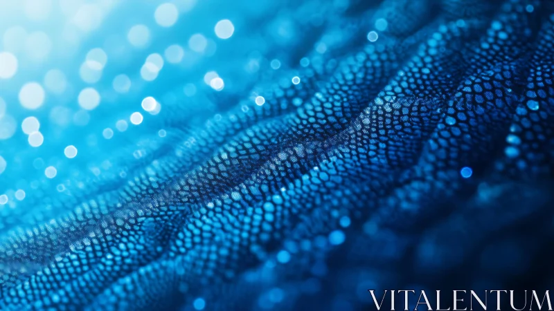Abstract blue textured surface with glowing bokeh lights background.