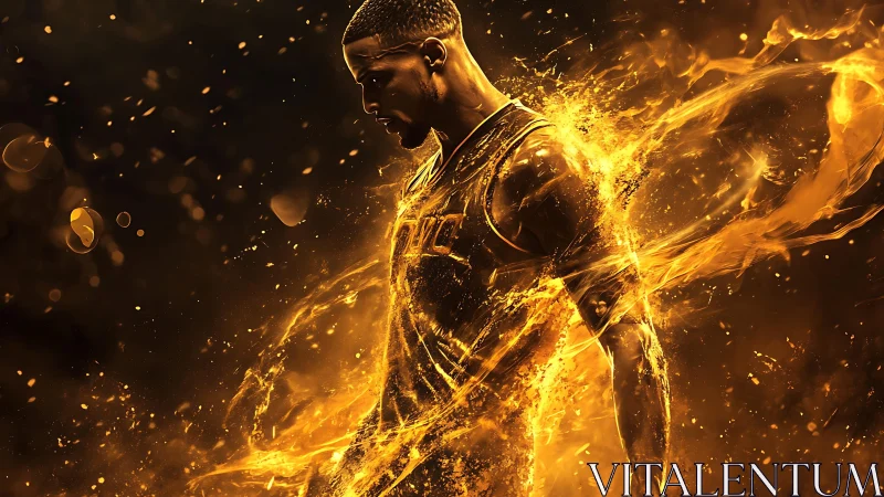 Blazing basketball player bursts with fiery, unstoppable energy