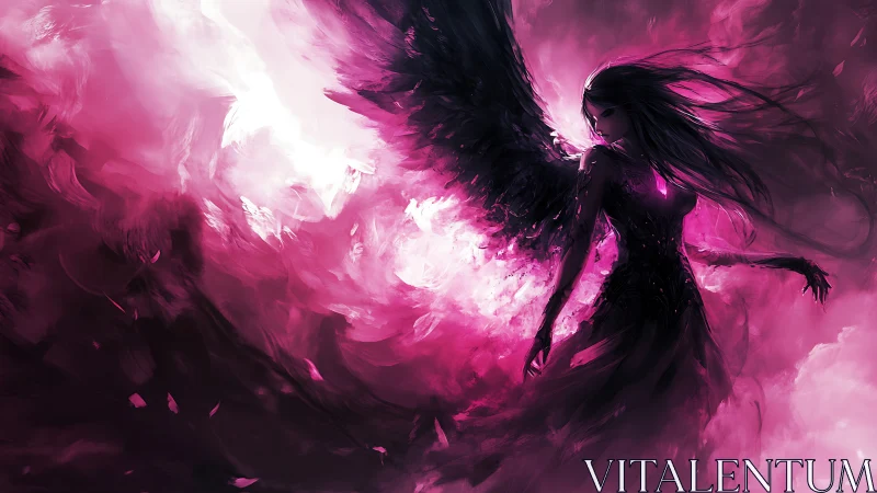 Midnight seraph erupts in electric magenta stormlight.