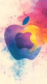 Colorstorm apple emblem drifting through neon watercolor haze.