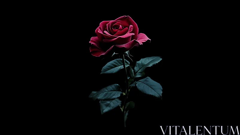 Deep Red Rose Against Black Background