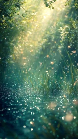 Sunlit dew turns a hidden forest clearing into stardust