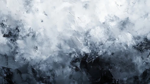 Turbulent monochrome impasto field with glacial tonal gradients.