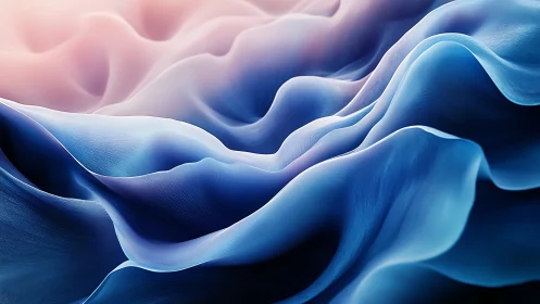 Undulating blue silk waves under soft ethereal light.