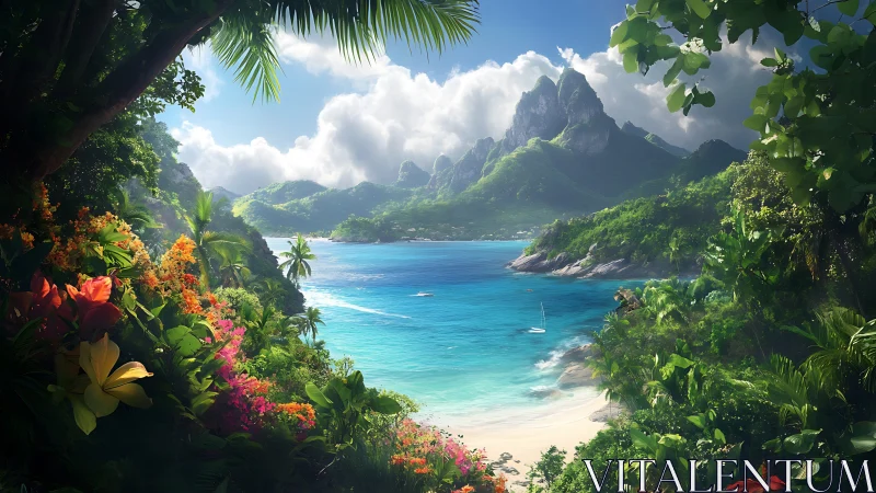 Tropical Coastal Vista with Dramatic Orographic Peak Formation.