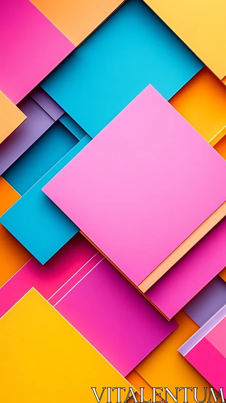 Layered geometric rectangles form bright color block pattern
