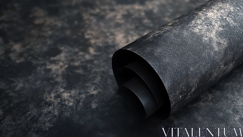 Brooding black scroll of textured metal dusk unrolling quietly.